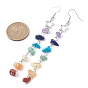 Chakra Theme Natural & Synthetic Gemstone Chip Dangle Earrings, Hollow Alloy Earrings for Women