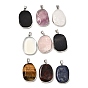 Natural & Synthetic Mixed Gemstone Pendants, Brass Nuggets Bezeled Charms