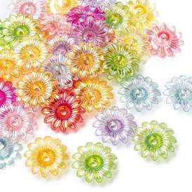 Perles acryliques transparentes, couleur ab , fleur, 34x34x9mm, Trou: 4mm