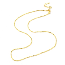 Rack Plating Brass Column & Round Ball Chain Necklaces, Long-Lasting Plated, Lead Free & Cadmium Free