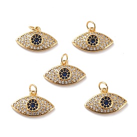 Brass Micro Pave Cubic Zirconia Pendants, Long-Lasting Plated, Cadmium Free & Lead Free, Eye