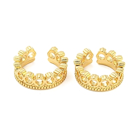 Rack Plating Brass Hollow Cuff Earrings for Women, Lead Free & Cadmium Free, Long-Lasting Plated