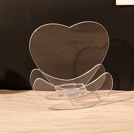 Support de cadre photo vierge acrylique, porte-enseignes en acrylique, avec base basculante, clair, coeur/rectangle