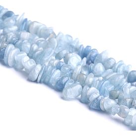 Natural Aquamarine Beads Strands, Dyed, Chips