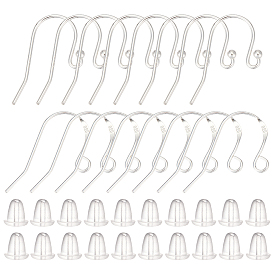 16 шт. 2 стили 925 крючки для сережек из стерлингового серебра, с 925 штампом и 20шт. пластиковых гаек-ушей