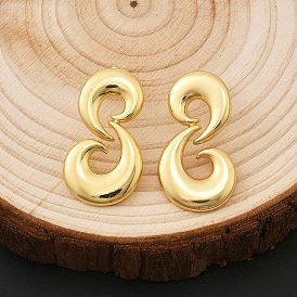 Латунные серьги-гвоздики в форме двойной луны, стойки покрытие, долговечный, без кадмия и без свинца