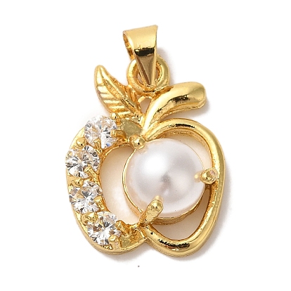 Стойка металлическая латунная микропрофилированная кубическая циркония подвески, без кадмия и без свинца, долговечный, с ABS имитации жемчуга, яблоко