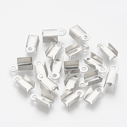 304 Stainless Steel Folding Crimp Ends, Fold Over Crimp Cord Ends
