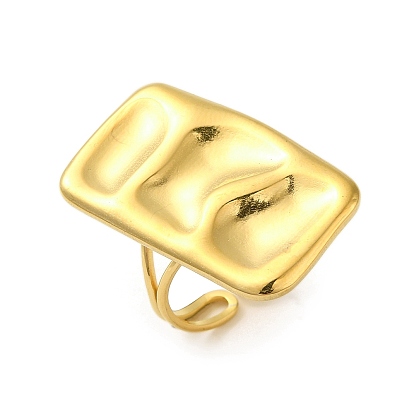Ion Plating(IP) 304 Stainless Steel Rectangle Open Cuff Ring for Women