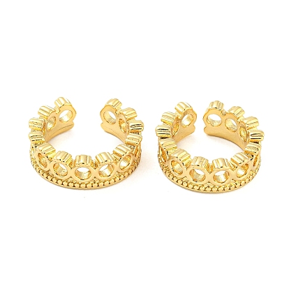 Boucles d'oreilles à manchette creuse en laiton plaqué en rack pour femmes, sans plomb et sans cadmium, plaqué longue durée