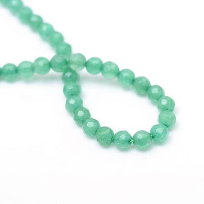 Faceted Round Dyed Natural White Jade Bead Strands