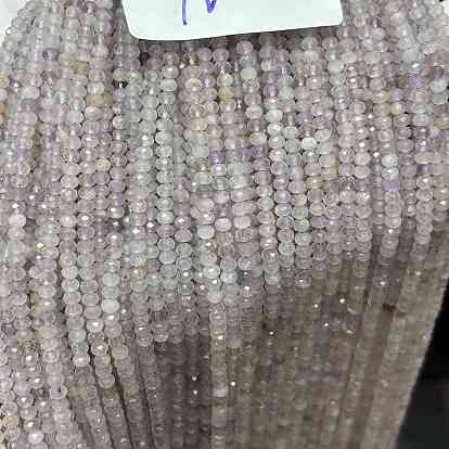 Граненые натуральные аметистовые бусы, рондель, граненые