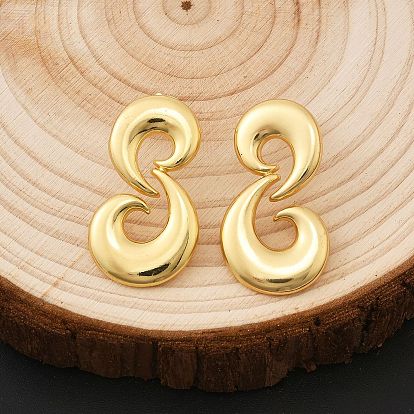 Латунные серьги-гвоздики в форме двойной луны, стойки покрытие, долговечный, без кадмия и без свинца