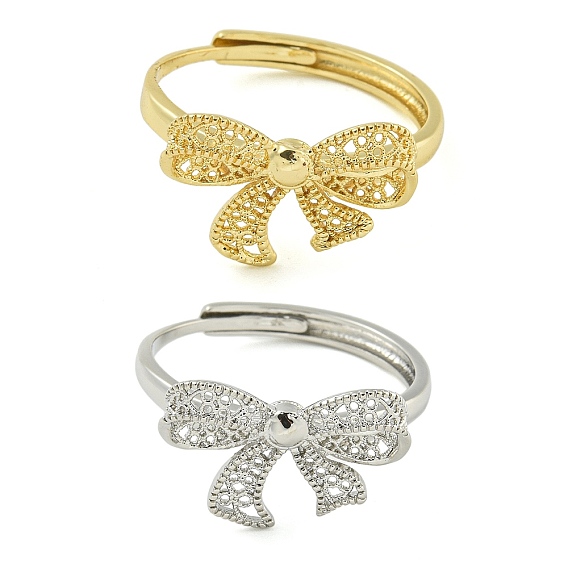 Регулируемые латунные кольца для женщин с бантом