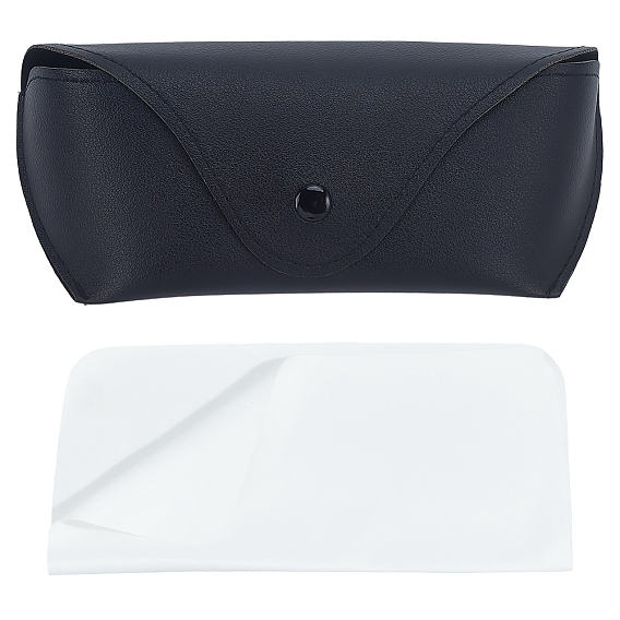 1Чехлы для очков из ПВХ и кожи, прямоугольные, с тканью для чистки очков из замшевого волокна 1pc