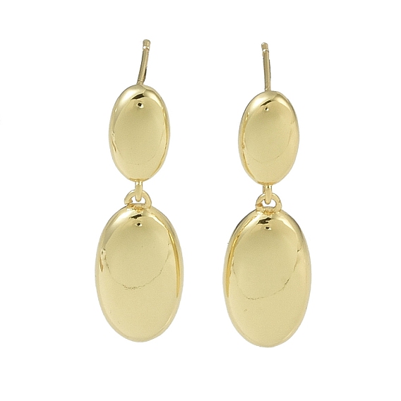 Серьги-гвоздики из латуни с реечным покрытием, долговечный, без свинца и без кадмия, овальные