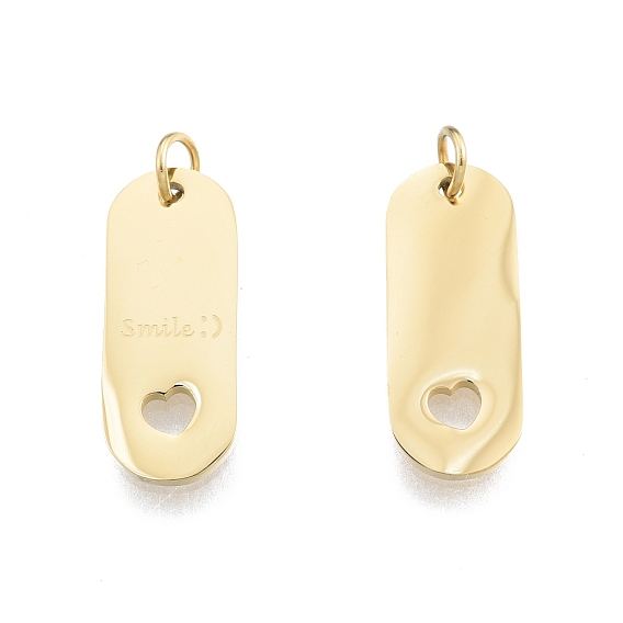 Ионное покрытие (ip) 304 подвески из нержавеющей стали, с целью перехода в кольце, овал со словом улыбка и сердце