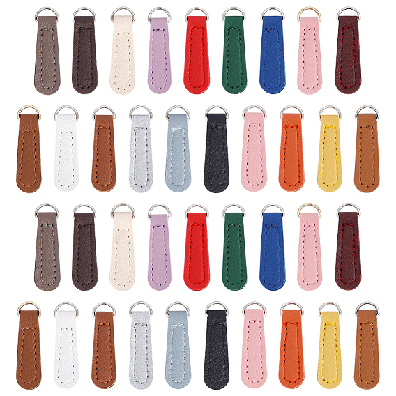 38Pcs 19 Styles PU Leather Zipper Pull Tabs