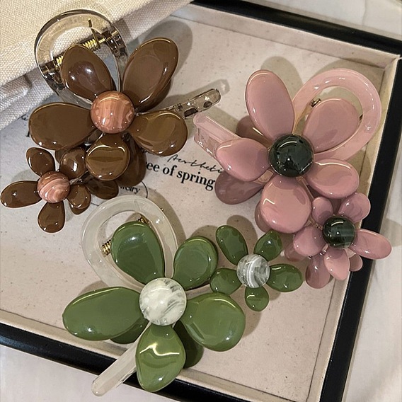 Заколки для волос с когтями из смолы, цветок, для женщин или девочек