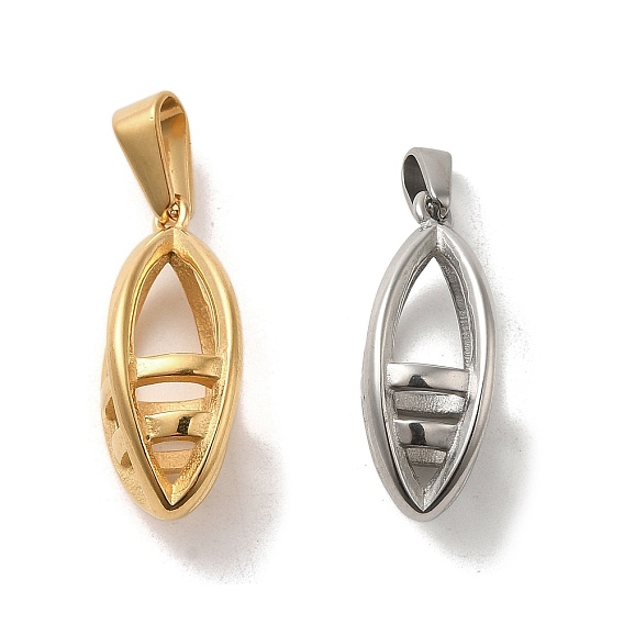 PVD Vacuum Plating 304 Stainless Steel Pendants, Oval Charm