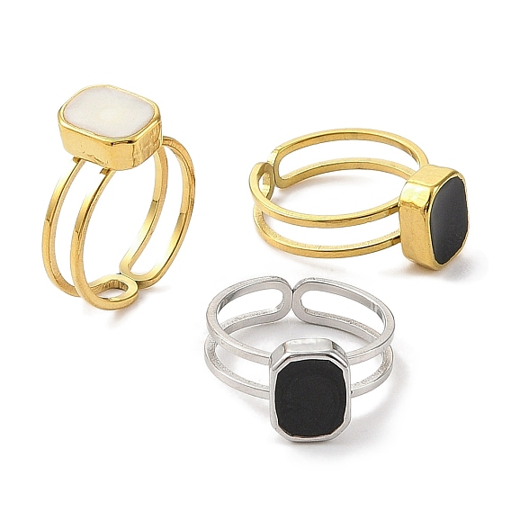 304 эмалированные открытые манжеты из нержавеющей стали для женщин, ионное покрытие (ip), прямоугольные