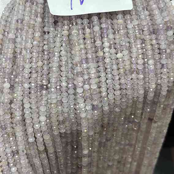 Граненые натуральные аметистовые бусы, рондель, граненые