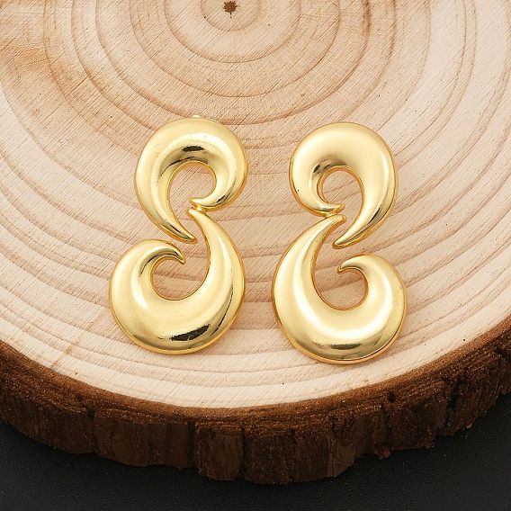 Латунные серьги-гвоздики в форме двойной луны, стойки покрытие, долговечный, без кадмия и без свинца