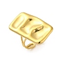 Ion Plating(IP) 304 Stainless Steel Rectangle Open Cuff Ring for Women
