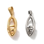 PVD Vacuum Plating 304 Stainless Steel Pendants, Oval Charm