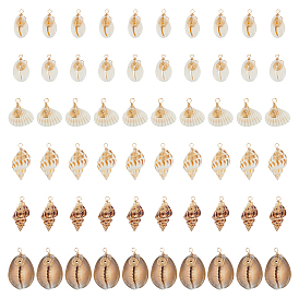 60шт 6 подвески из натуральной ракушки, с медной проволокой