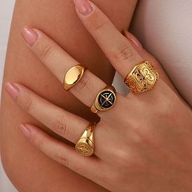 304 палец кольца из нержавеющей стали, Флер-де-Лис/компас