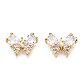 Brass Micro Pave Clear Cubic Zirconia Charms, Butterfly