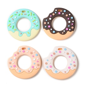 Donut Food Grade Eco-Friendly Silicone Focal Beads, Chewing Beads For Teethers, DIY Teether Beads