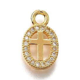 Латунные микро проложить кубического циркония подвески, овальные с поперечными прелести