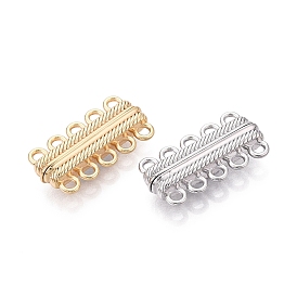 Латунные магнитные застежки, прямоугольные, 5 нитей, 10-луночное