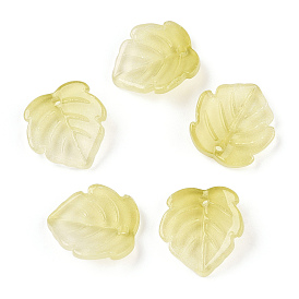 Baking Painted Transparent Glass Petal Beads, Gradient Color, Maple Leaf