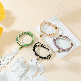 Simple Forest Style Crystal Beaded Bracelet - Girl's Heart Series, Fashion Pendant Bracelet.