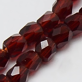 Cuentas barril cristal hebras, facetados, 3.5x3x3 mm, agujero: 1 mm, sobre 99 unidades / cadena, 12.9 pulgada