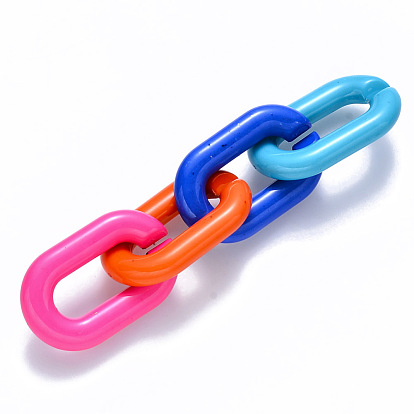 Opaque Acrylic Linking Rings, Quick Link Connectors, for Cable Chains Making, Oval
