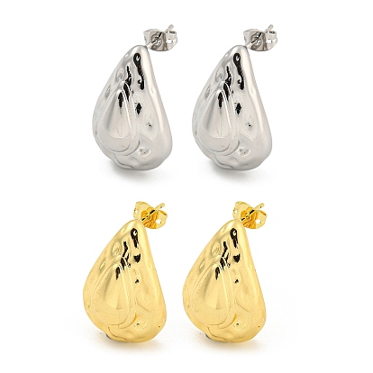 Rack Plating Brass Stud Earrings, Long-Lasting Plated, Lead Free & Cadmium Free, Teardrop