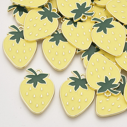 Подвески из эмали и сплава, золотой свет, клубника