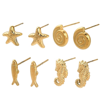 304 из нержавеющей стали серьги, золотые