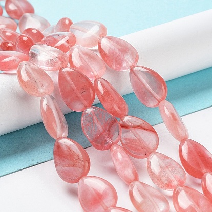 Cherry Quartz Glass Beads Strands, Teardrop