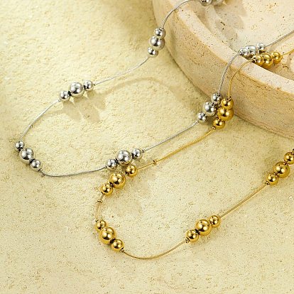 304 ожерелья из круглых бусин из нержавеющей стали для женщин