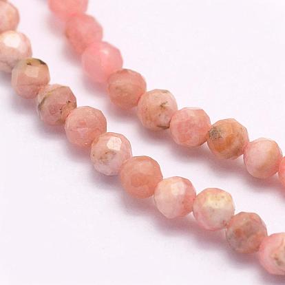 Natural Rhodonite Beads Strands, Grade AA, Faceted, Round
