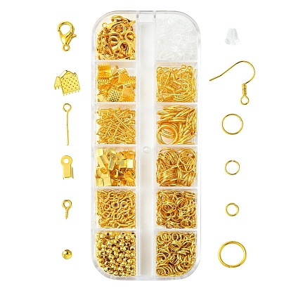 Наборы для изготовления ювелирных изделий своими руками, в том числе застежки-клешни из цинкового сплава, железное открытое кольцо, булавки, обжимной конец, бусины и крючки для сережек, пластиковые гайки для ушей