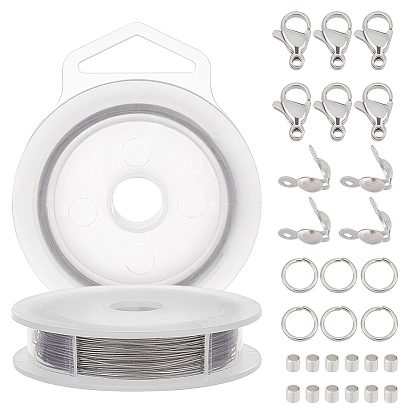 Набор для самостоятельного изготовления бисерных украшений, включить латунные обжимные бусины, 304 из нержавеющей стали советы шарик, застежка когтя омара, Кольца прыжок, Проволока для тигра