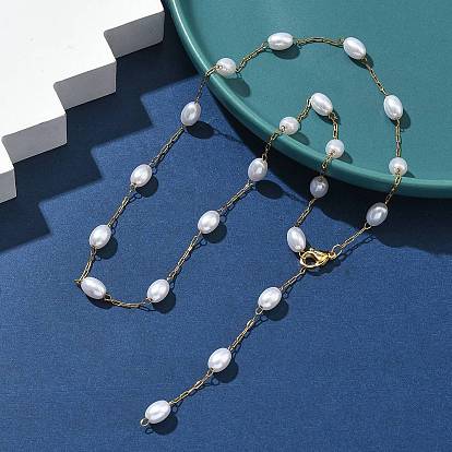 304 ожерелья из нержавеющей стали и искусственного жемчуга ABS