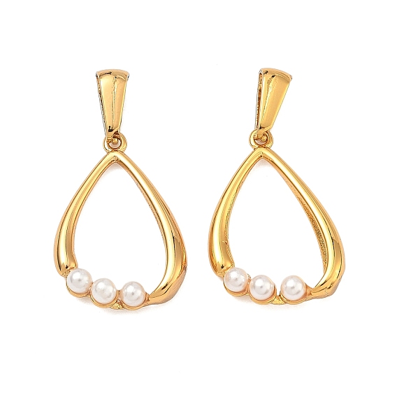 Полые 304 подвески из нержавеющей стали и АБС-пластика с имитацией жемчуга, слезинки