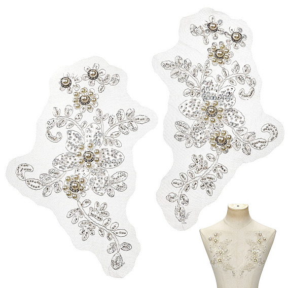 1 пара полиэфирных цветочных украшений, с литой отделкой из горного хрусталя и бусинами из искусственного жемчуга ABS